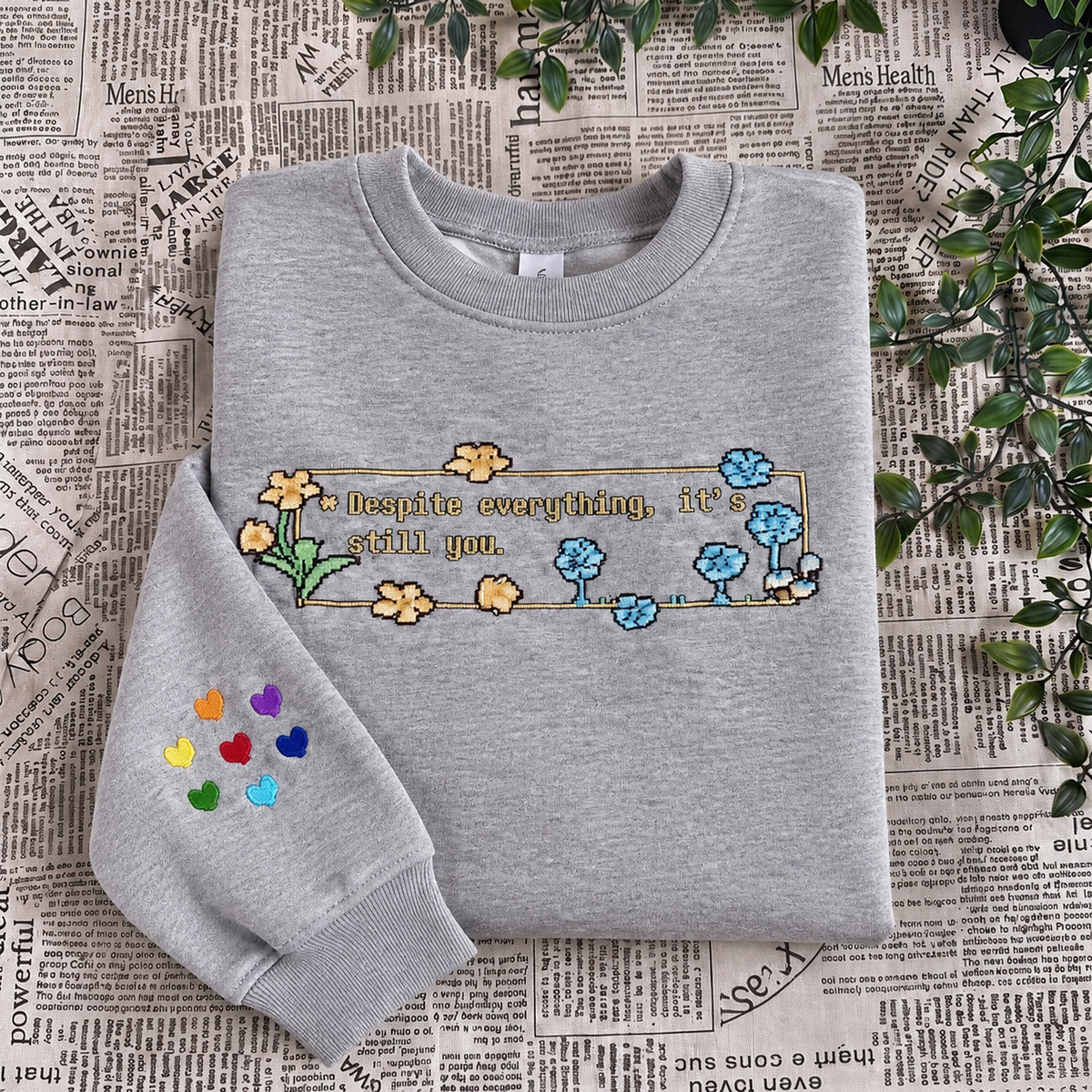 Undertale Inspired Embroidered Sweatshirt and Hoodie, Deltarune Merch, RPG Gaming Sweater, Frisk Inspired Shirt