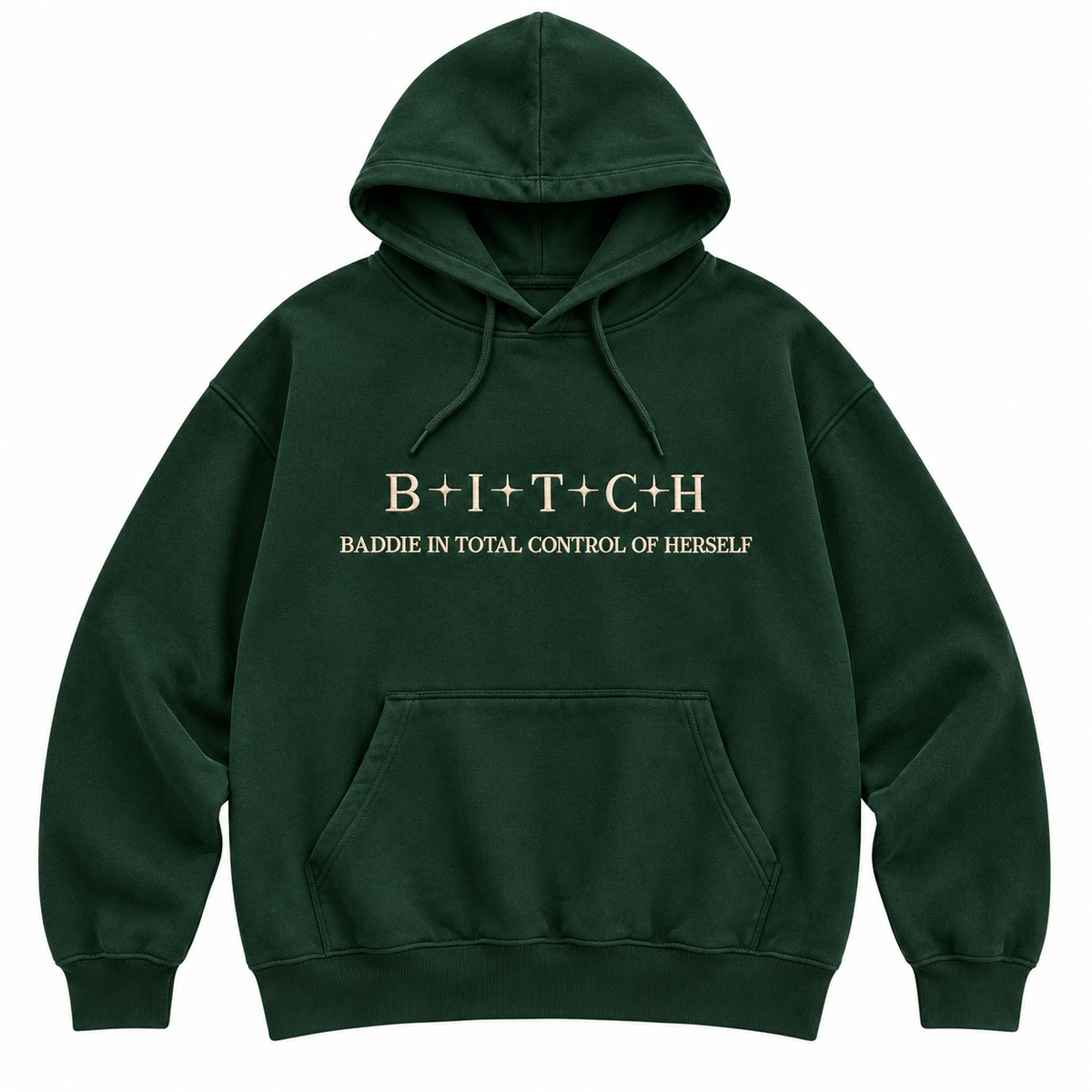 Baddie In Total Control Of Herself Embroidered Sweatshirt & Hoodie – Funny B.I.T.C.H. Quote Women’s Gift