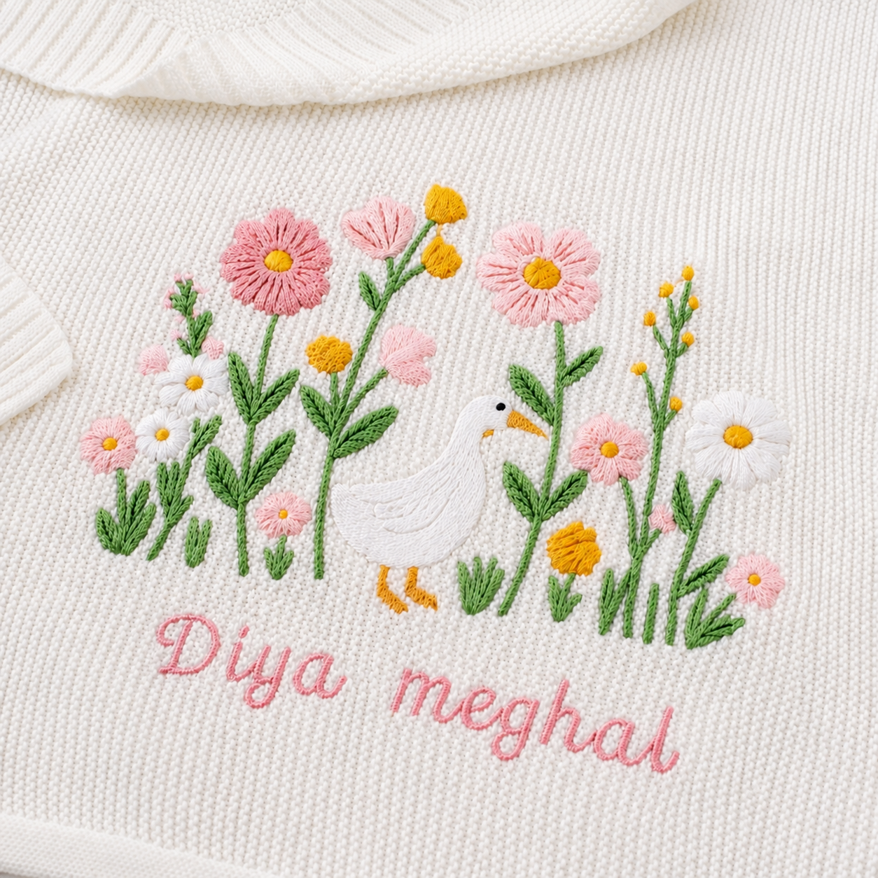 Personalized Baby Name Blanket – Floral Embroidered Newborn Keepsake Gift