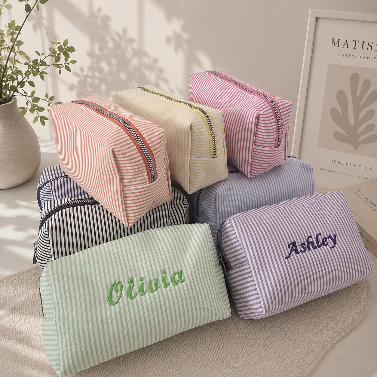 Embroidered Cosmetic Bag: Personalized Monogram Toiletry Bag, Bridesmaid Makeup Bag, Bridal Shower Gift