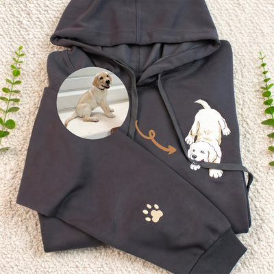 Personalized Pet Biting Drawstring Hoodie – Custom Cat Dog Embroidered Sweatshirt