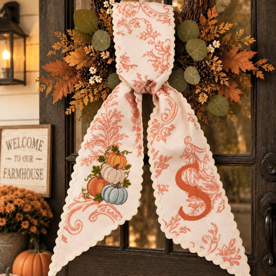 Personalized Halloween Wreath Sash, Custom Ghost & Initial Door Wreath Decoration
