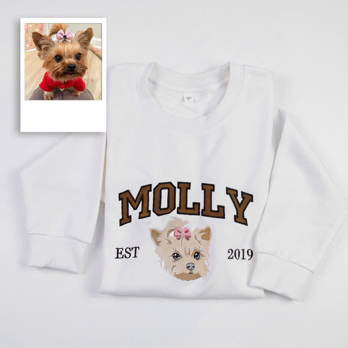 Pet Embroidery Sweatshirt Custom Name Portrait Crewneck, Personalized Cat Dog Face Shirt, Vintage Pet Lover Pullover, Dog Mom Cat Mom Gift