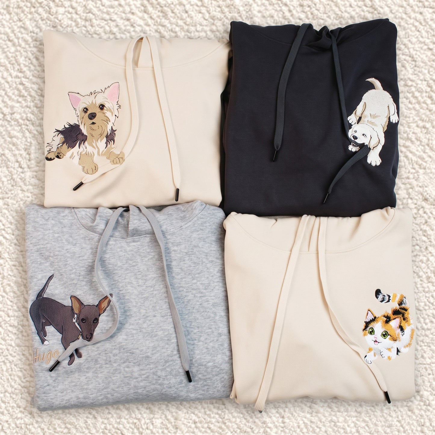Personalized Pet Biting Drawstring Hoodie – Custom Cat Dog Embroidered Sweatshirt