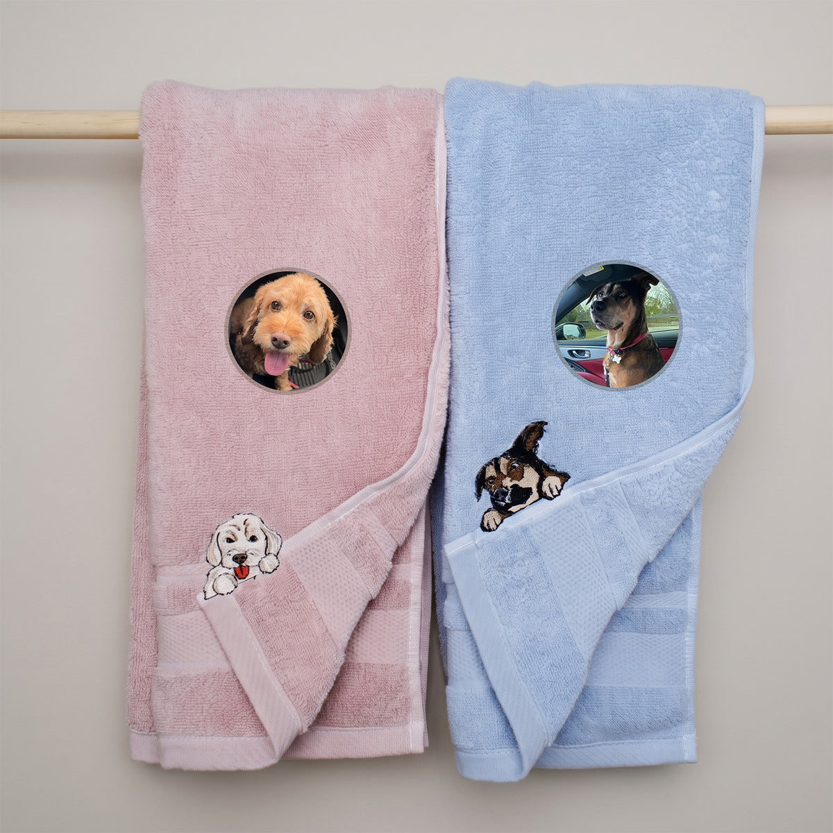 Personalized Pet Embroidered Coral Fleece Towel, Custom Dog Photo Bath Towel & Hand Towel, Soft Plush Pet Lover Gift