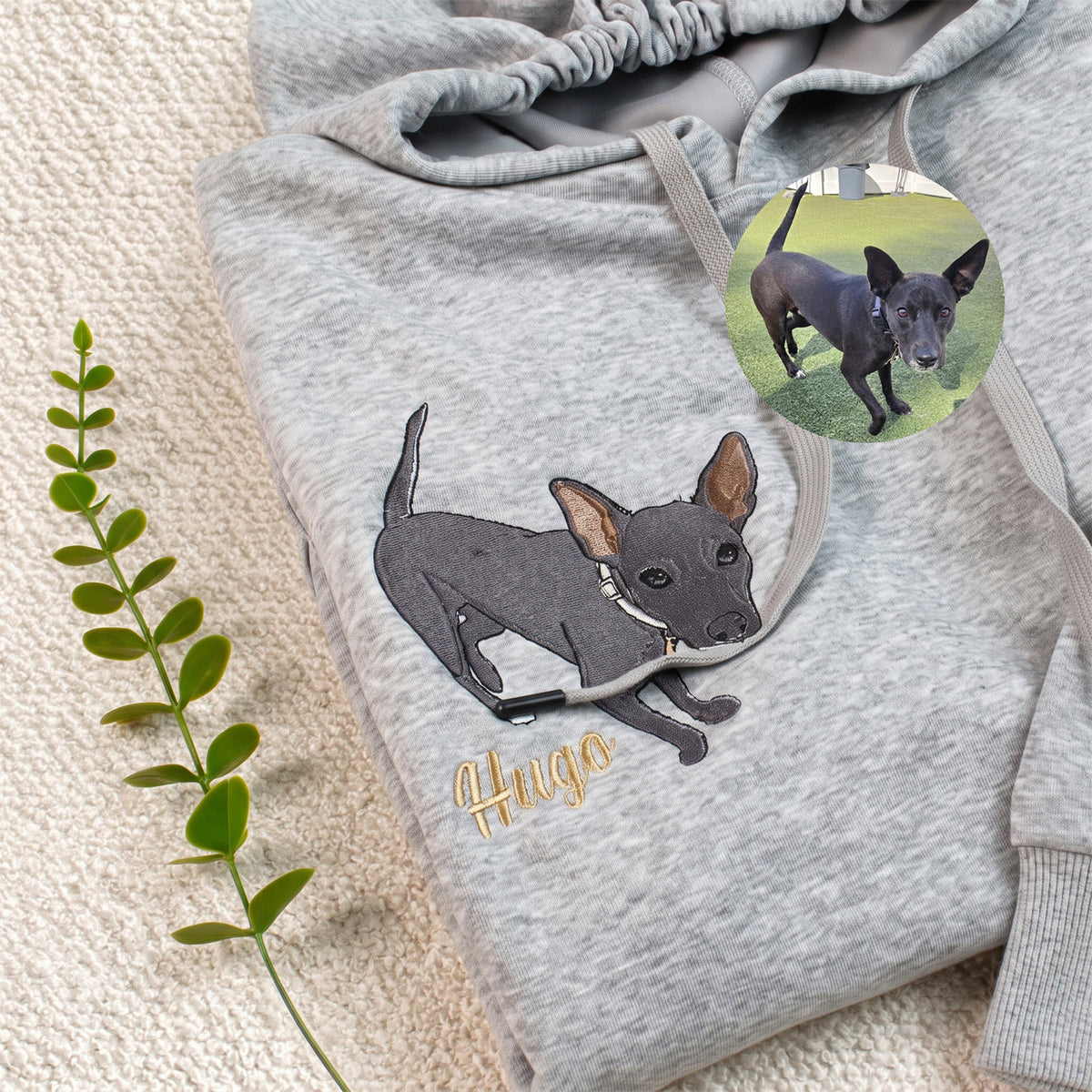 Personalized Pet Biting Drawstring Hoodie – Custom Cat Dog Embroidered Sweatshirt