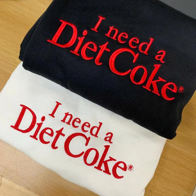 I Need a Diet Cola Embroidered Sweatshirt & Hoodie – Funny Soda Lover Crewneck, Casual Unisex Pullover, Cute Gift for Soda Fans 🥤😂