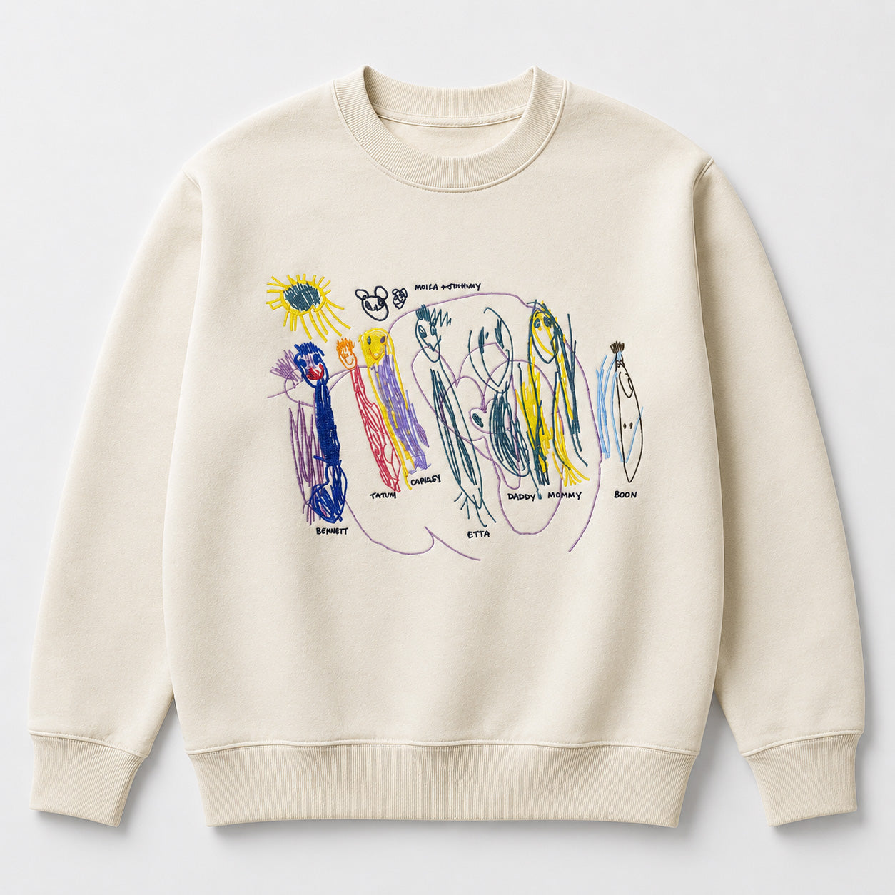 🎨Custom Embroidered Sweatshirt from Kids' Artwork | Personalized Family Keepsake