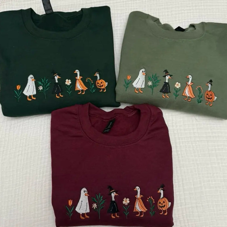 Spooky goose Halloween embroidered spooky season sweatshirt