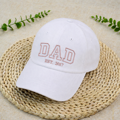 Custom Fathers Day Dad Est Hat, Personalized Embroidered Gift for Dad Grandpa