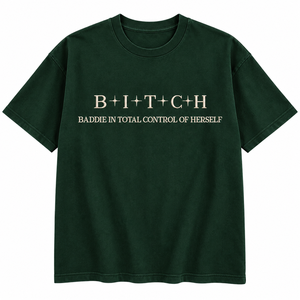 Baddie In Total Control Of Herself Embroidered Sweatshirt & Hoodie – Funny B.I.T.C.H. Quote Women’s Gift