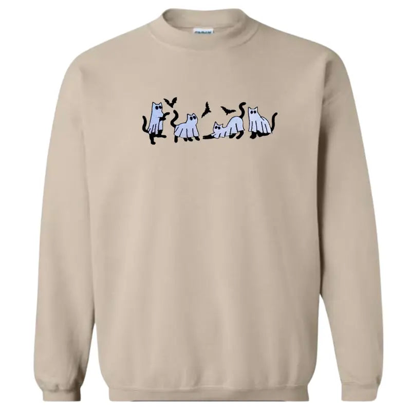 Embroidered Halloween Ghost Cat Sweatshirt