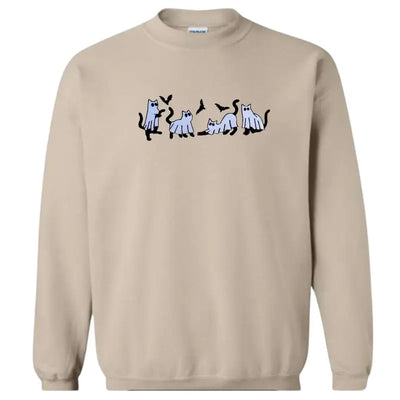 Embroidered Halloween Ghost Cat Sweatshirt