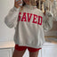 Women's Saved By Grace Embroidered Ribbed High Neck Sweatshirt - Long Sleeve, Oversized Baggy, Comfortable Loose Fabric, Faith-Inspired Everyday Casual Clothes for Women Pullover