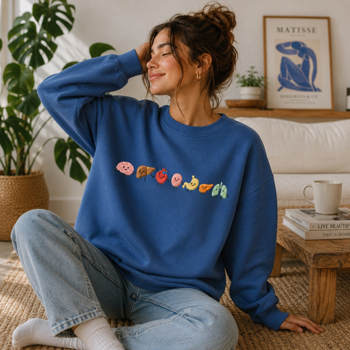 Embroidered Organ Friends Sweatshirt – Cute Anatomy Crewneck & Hoodie, Healthcare Student Gift