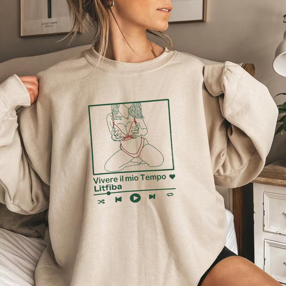 Spicy Custom Embroidered Hoodie – Personalized Couple Line Art, Romantic Anniversary Gift 🍑