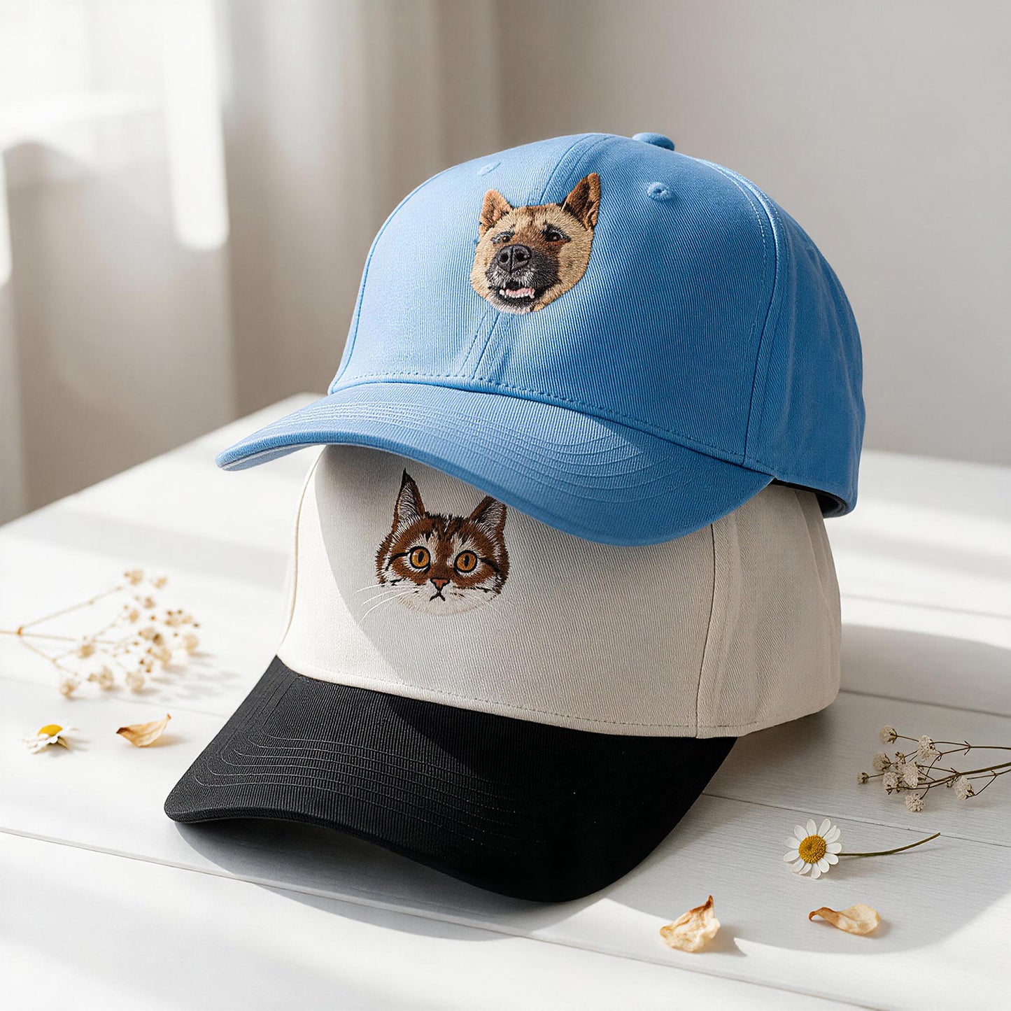 Custom Dog Portrait Embroidered Cap, Personalized Cat Photo Hat, Turn Your Pet Picture Into a Hat