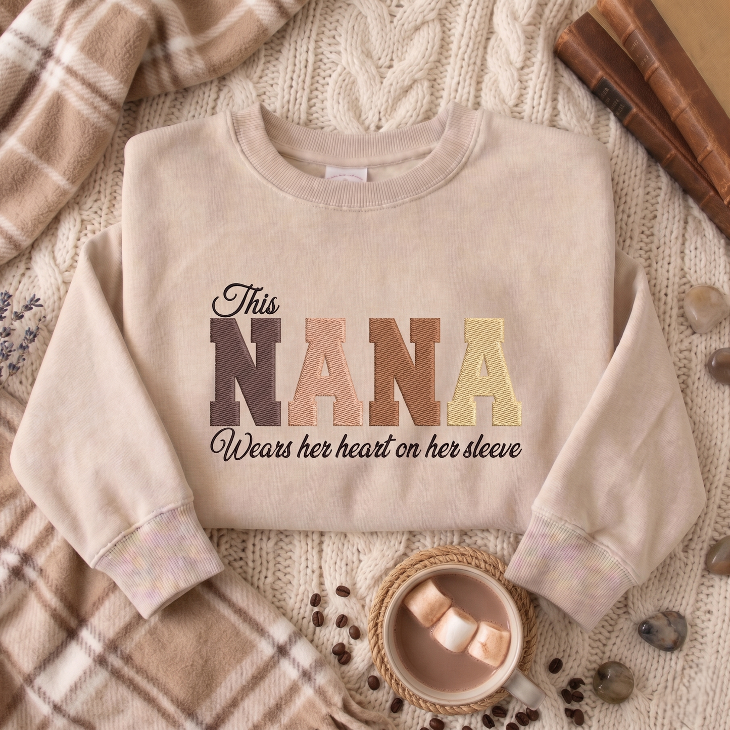 Personalized Heart On Sleeve Embroidered Sweatshirt | A Thoughtful Gift For Mum & Grandma