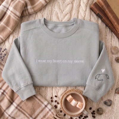 Custom "HEART ON MY SLEEVE" With Pet Ears Outline Drawing