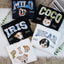 Custom Pet Portrait Embroidered Sweatshirt with Patterned Appliqué Varsity Name