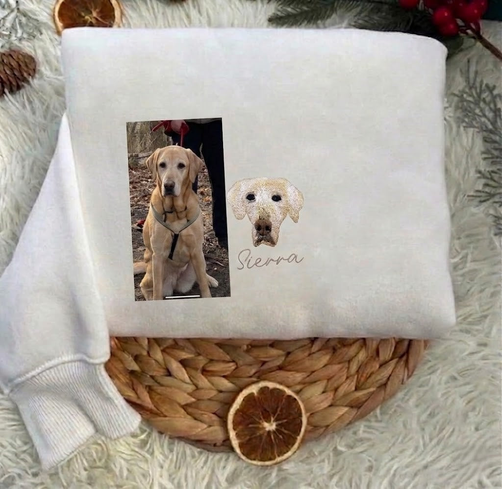 Embroidered Pet Portrait Organic Sweatshirt/Hoodie