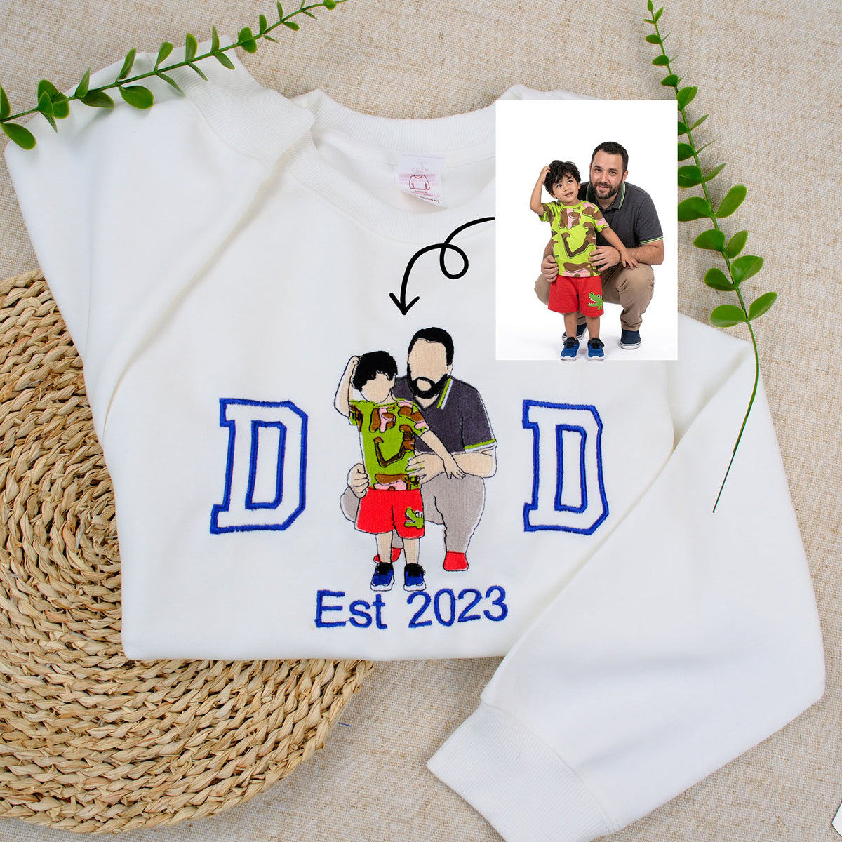 Custom Embroidered Family Portrait Shirt, Personalized Long Sleeve T Shirt, Custom Family Illustration Sweatshirt, Personalized Gift, Family Memory Keepsake Shirt