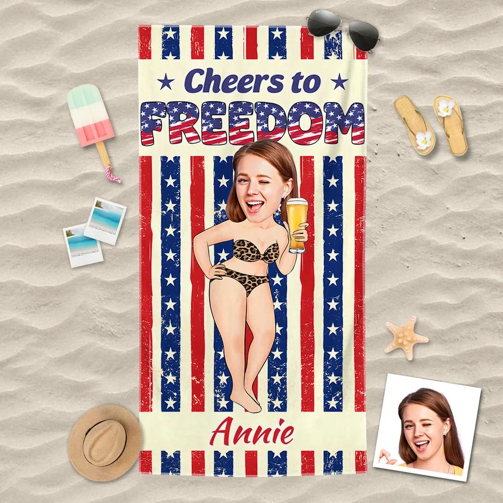 Personalized AI Cartoon Beach Towel | Custom Photo, Name & Sports Theme Gift