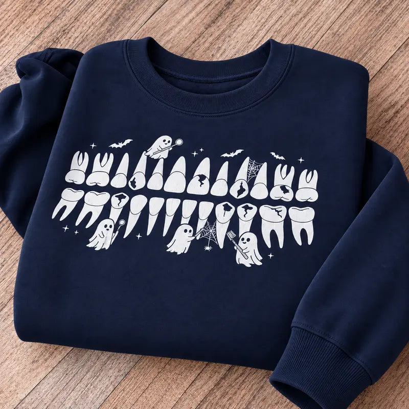Halloween Dental Sweatshirt, Funny Dentist Crewneck, Dental Hygienist Gift, Tooth Lover Shirt