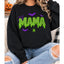 Halloween Mama Glitter Embroidered Sweatshirt/Hoodie – Spooky Mom Crewneck with Bats & Spider Web