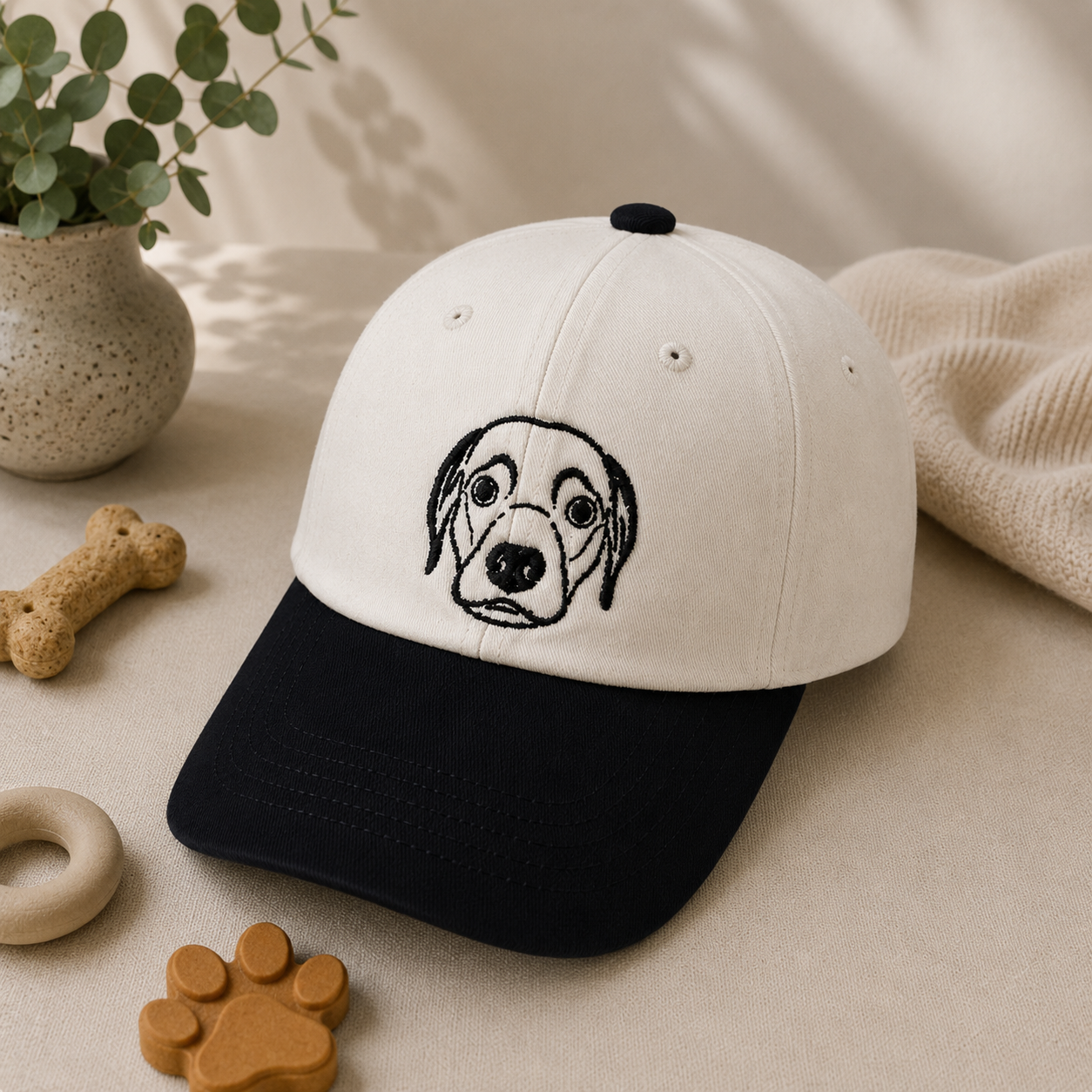Custom Pet Photo Embroidered Hat with Name, Personalized Dog & Cat Portrait Cap, Pet Lover Gift, Pet Mom Gift, Pet Dad Gift