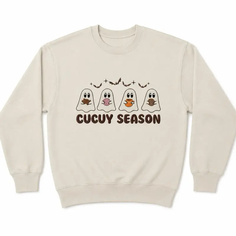 Cucuy Season Embroidered Sweatshirt, Halloween Unisex Cotton Sweater