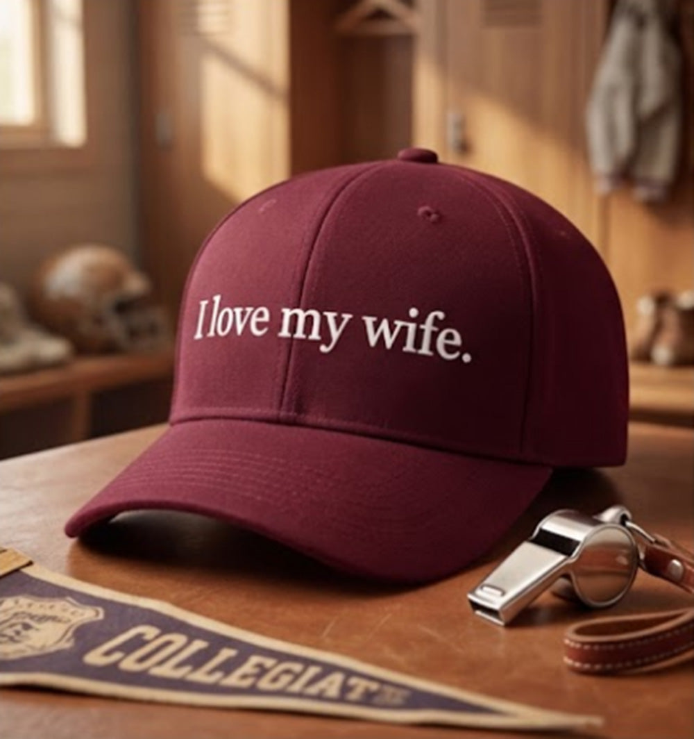Custom I Love My Wife Dyed Hat, Embroidered Gift for Husband, Funny Hat