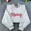 Embroidered Merry christmas  Mockneck Sweatshirt, Christmas Candy Cane Crewneck, Cozy Holiday Sweater, gift for her