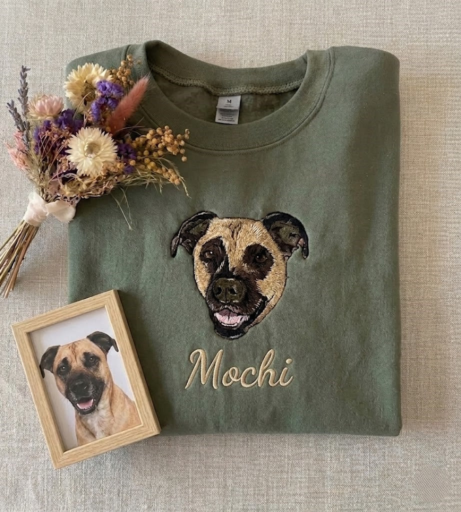 Embroidered Pet Portrait Organic Sweatshirt/Hoodie