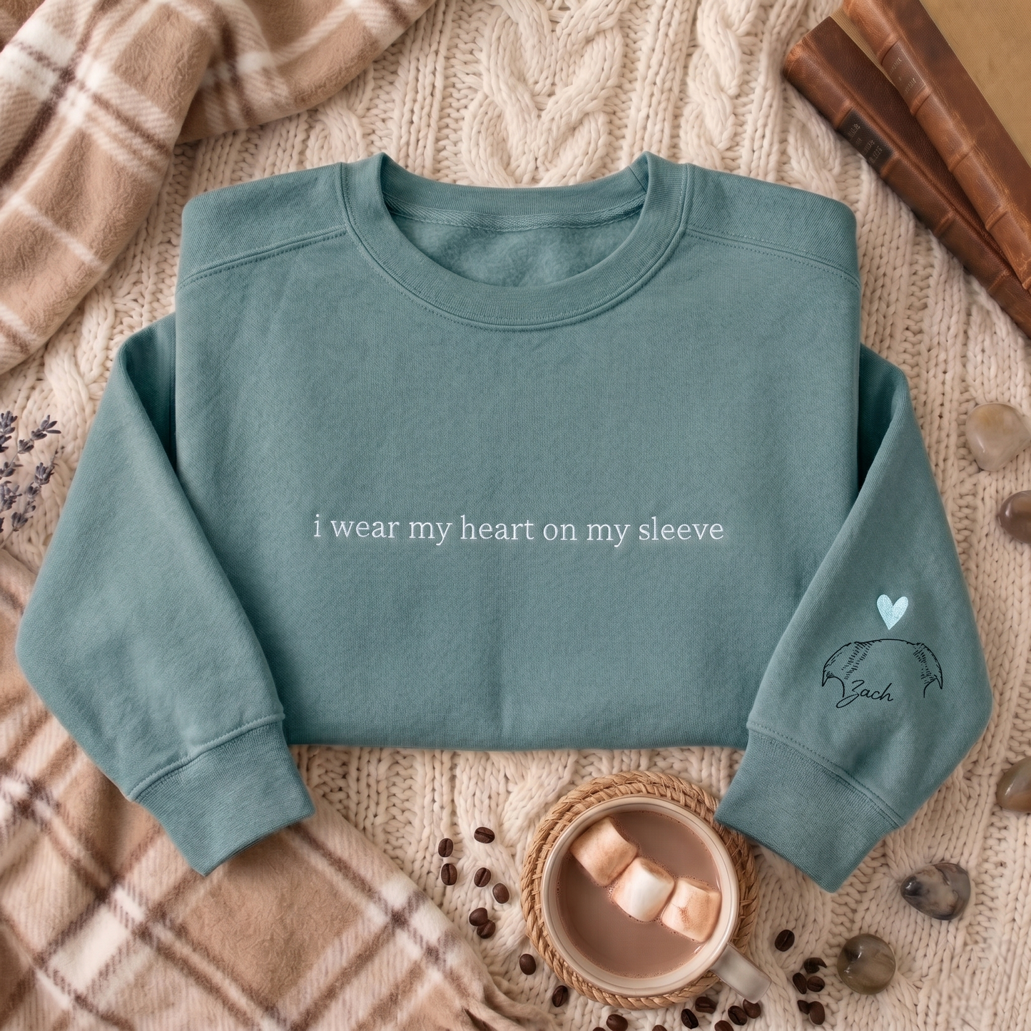 Custom "HEART ON MY SLEEVE" With Pet Ears Outline Drawing