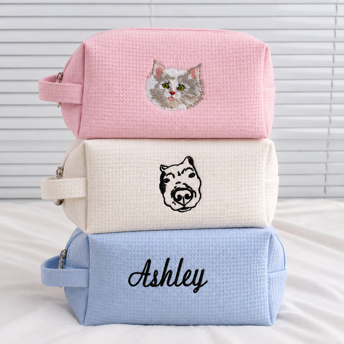 Embroidered Cosmetic Bag: Personalized Monogram Toiletry Bag, Bridesmaid Makeup Bag, Bridal Shower Gift