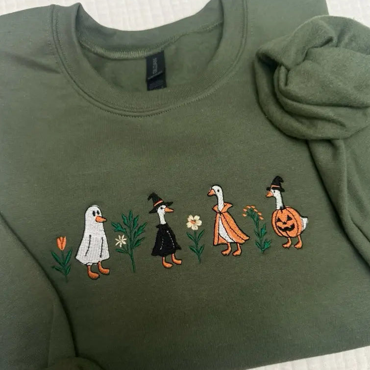Spooky goose Halloween embroidered spooky season sweatshirt