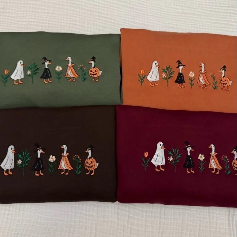 Spooky goose Halloween embroidered spooky season sweatshirt
