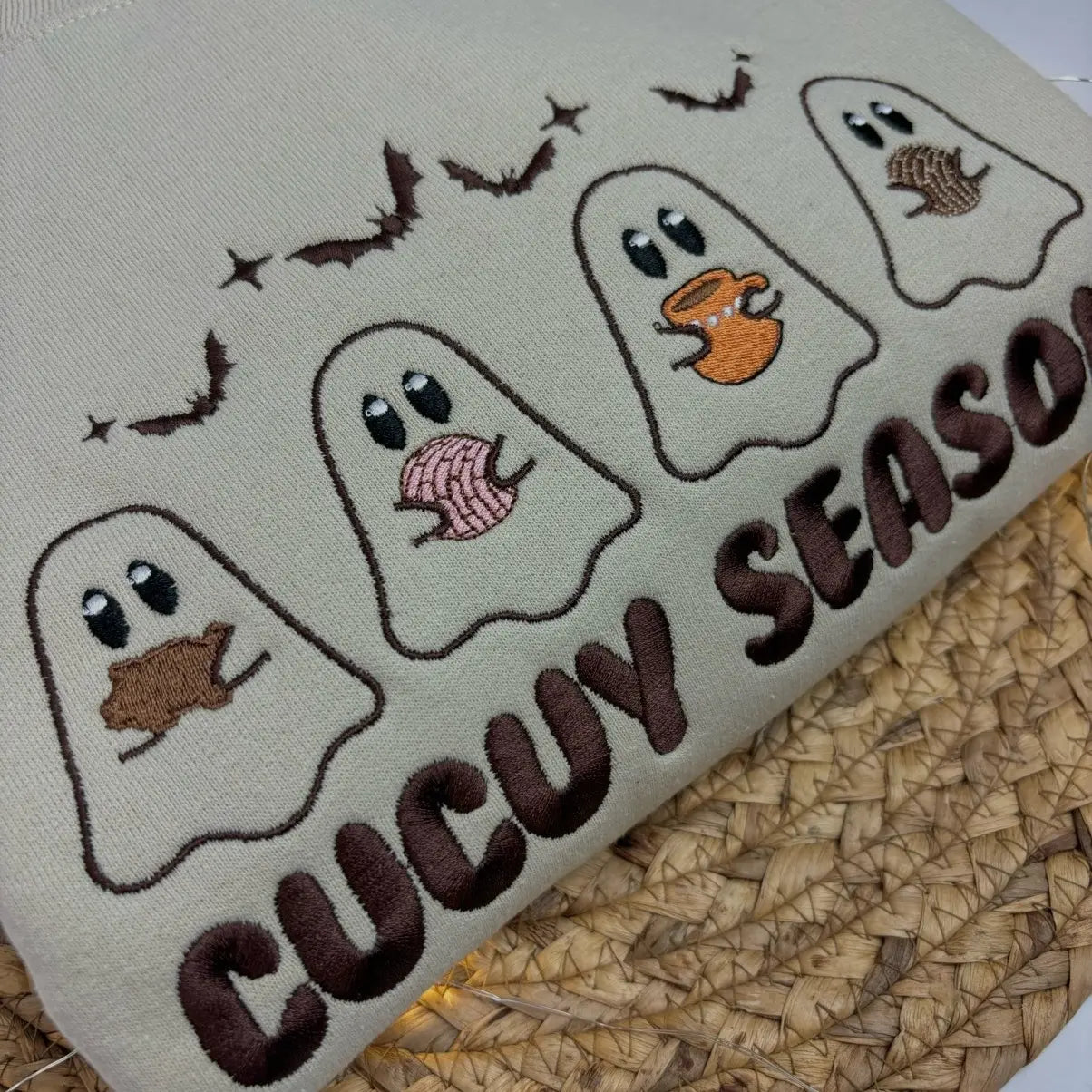 Cucuy Season Embroidered Sweatshirt, Halloween Unisex Cotton Sweater