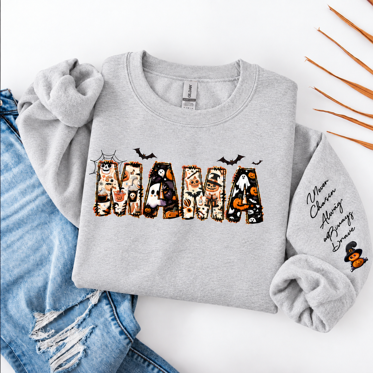 Personalized Halloween Mama Sweatshirt,Spooky Mama Shirt,Gift for Mom,Spooky Mama Sweatshirt, Halloween Shirt,Custom Name Halloween