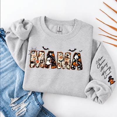 Personalized Halloween Mama Sweatshirt,Spooky Mama Shirt,Gift for Mom,Spooky Mama Sweatshirt, Halloween Shirt,Custom Name Halloween