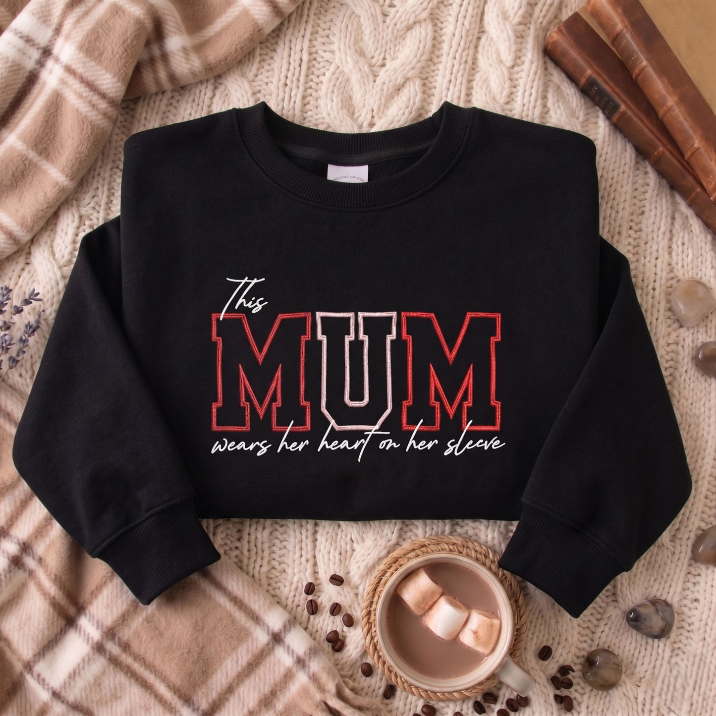 Personalized Heart On Sleeve Embroidered Sweatshirt | A Thoughtful Gift For Mum & Grandma