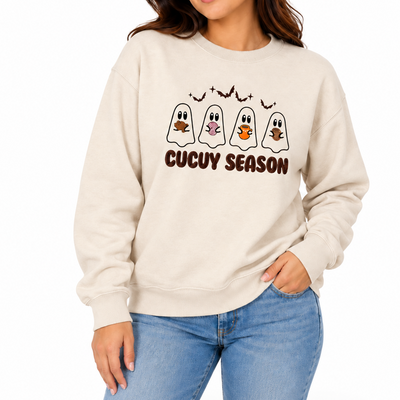 Cucuy Season Embroidered Sweatshirt, Halloween Unisex Cotton Sweater