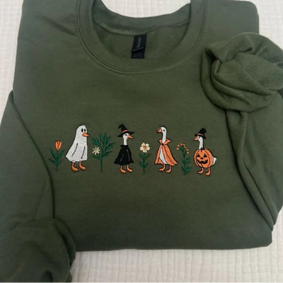 Spooky goose Halloween embroidered spooky season sweatshirt