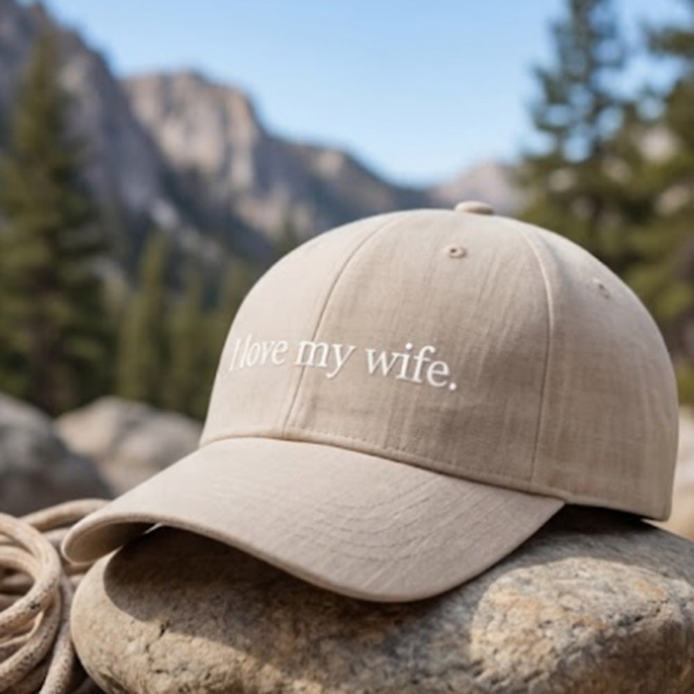 Custom I Love My Wife Dyed Hat, Embroidered Gift for Husband, Funny Hat