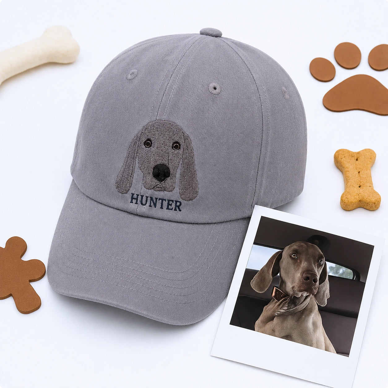 Custom Dog Photo Embroidered Dad Hat with Name, Personalized Dog Face Hat, Dog Mom Gift, Dog Dad Gift