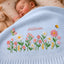 Personalized Baby Name Blanket – Floral Embroidered Newborn Keepsake Gift