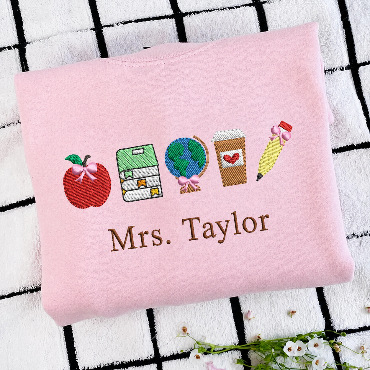 School Icons Teacher Life Embroidered T-shirt/Sweatshirt/Hoodie - Teacher Crewneck, Teachers Day Gift Ideas, Cool Teacher Gift
