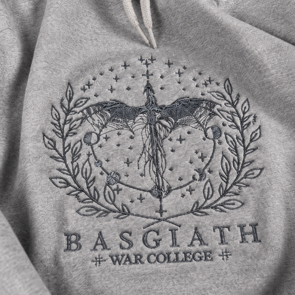 Basgiath War College embroidered Hoodie & Sweatshirt, Fourth Wing Inspired Embroidery, Dragon Rider Reader Gift, Cozy Fantasy Apparel