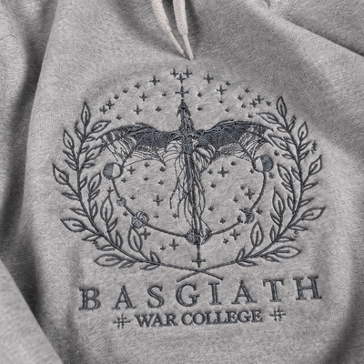 Basgiath War College embroidered Hoodie & Sweatshirt, Fourth Wing Inspired Embroidery, Dragon Rider Reader Gift, Cozy Fantasy Apparel